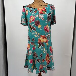 Alice + Olivia Silk Floral Mini Dress Short Sleeve Sz 6 Green Cottage‎ Fairy